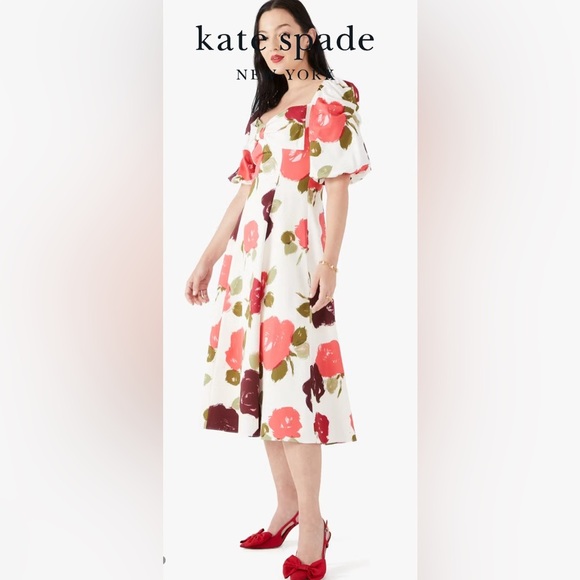 Kate Spade Just Rosy Beau Midi Dress - Picture 3 of 10